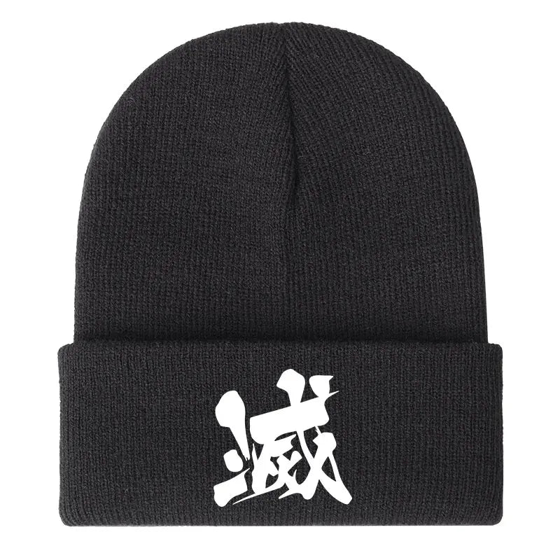 Demon Slayer Print Children Knitted Hat Autumn Winter Boy Girl Knit Warm  Beanie Hat Soft Stretch Men Women Casual Cap