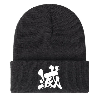 Demon Slayer Print Children Knitted Hat Autumn Winter Boy Girl Knit Warm  Beanie Hat Soft Stretch Men Women Casual Cap