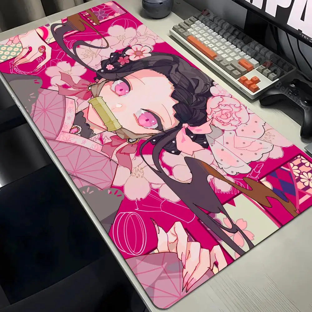 Computer Table Mat Keyboard Desk Pads Anime Mouse Pad K_Kimetsu No Yaibas Mausepad 900x400 Rubber Mouse Mats Demon Slayers Xxl