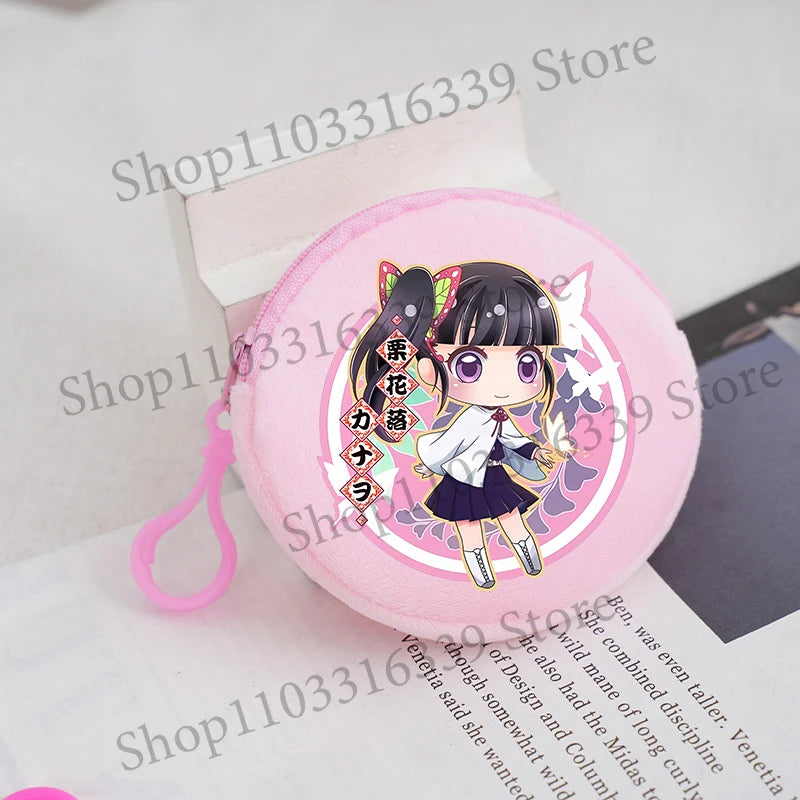 Demon Slayer Coin Purse Anime Figure Tanjiro Nezuko  Giyu Tomioka Wallet Key Earphones Storage Pouch Cute Round Mini Zero Wallet