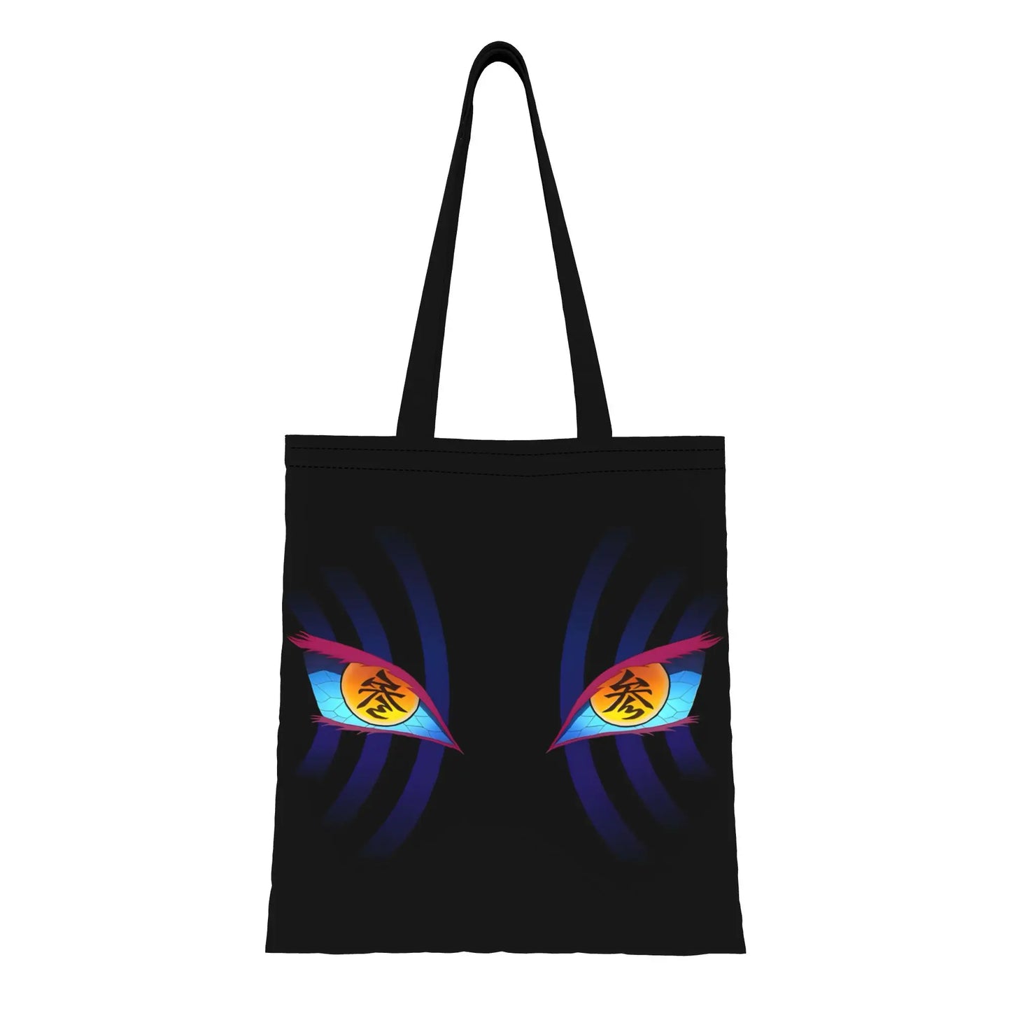 1PC Large Capacity Akaza's Eyes Demon Slayer Canvas Tote Bag Foldable Chic Pattern No Closed Design