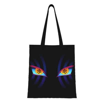 1PC Large Capacity Akaza's Eyes Demon Slayer Canvas Tote Bag Foldable Chic Pattern No Closed Design