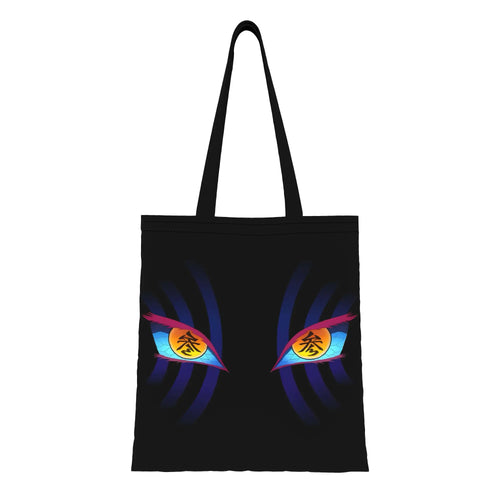 1PC Large Capacity Akaza's Eyes Demon Slayer Canvas Tote Bag Foldable Chic Pattern No Closed Design