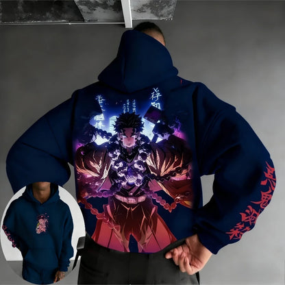 Demon Slayer Men's Hoodie Sweatshirt Gyomei Himejima Anime Spring Autumn Winter Boy Harajuku Long-sleeved Parent-child Outfit