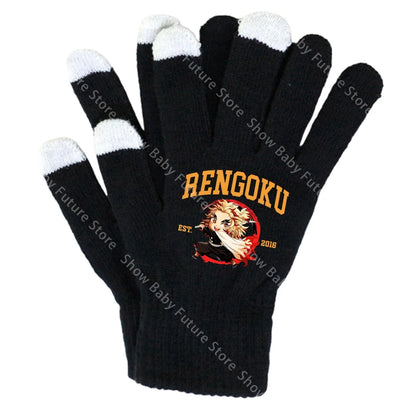 19CM Adult Gloves Demon Slayer Infinity Castle Boys Gloves Cartoon Tanjirou Screen Gloved Winter Anime Kids Birthday Cute Gifts