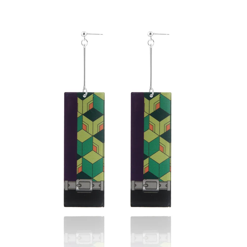 Creative Trinket Acrylic Tanjiro Earrings for Women Girl Accessories Handmade Hoop Earring Anime Jewelry earrings pendientes