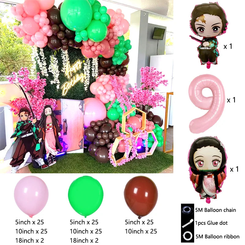 Anime Kimetsu No Yaiba Balloon Garland Assembly Kit Stylish Party Decoration Supplies for Birthday Celebration