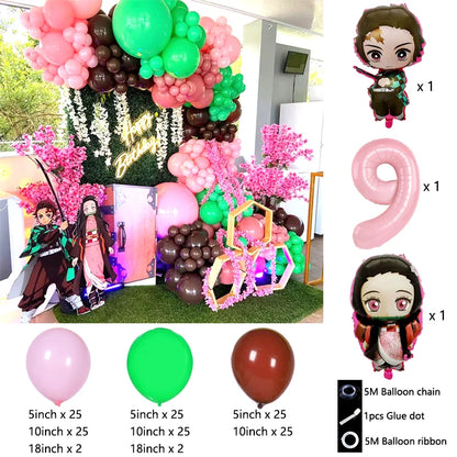 Anime Kimetsu No Yaiba Balloon Garland Assembly Kit Stylish Party Decoration Supplies for Birthday Celebration