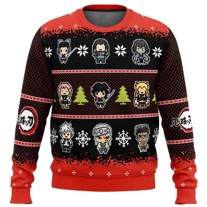 New Demon Slayers  inter Christmas Series Blade Round Neck Hoodie Printed Imitation Sweater Knitted Decorative Daily Necessit