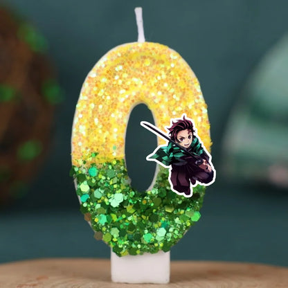 Demon Slayer Tanjirou Digital Candle Number 0-9 Kids Birthday Cake Decoration Supplies Cartoon Anime Party Accessories Supplies