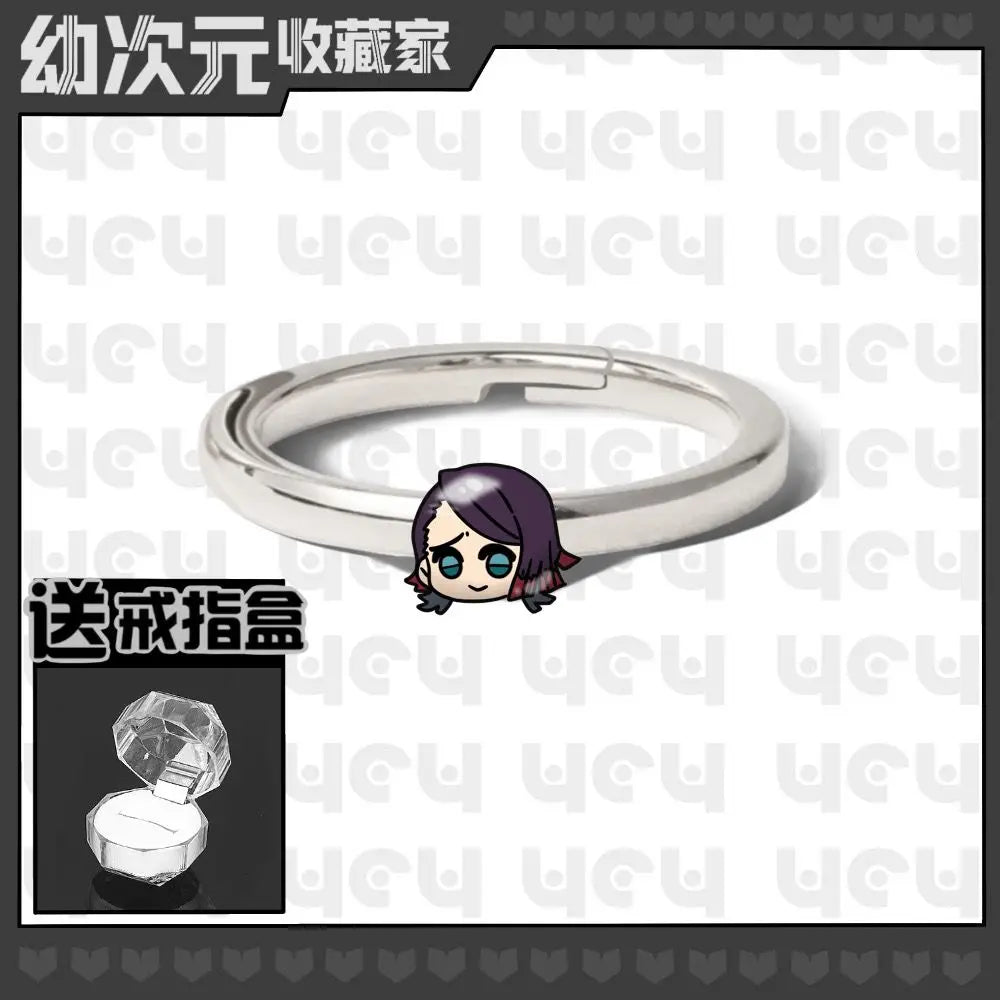 Demon Slayer Douma Tokitou Muichirou Tomioka Giyuu 2D Ring Fashion Personalized Cosplay Accessories Anime Original Niche Gift