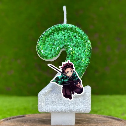 Demon Slayer Tanjirou Digital Candle Number 0-9 Kids Birthday Cake Decoration Supplies Cartoon Anime Party Accessories Supplies