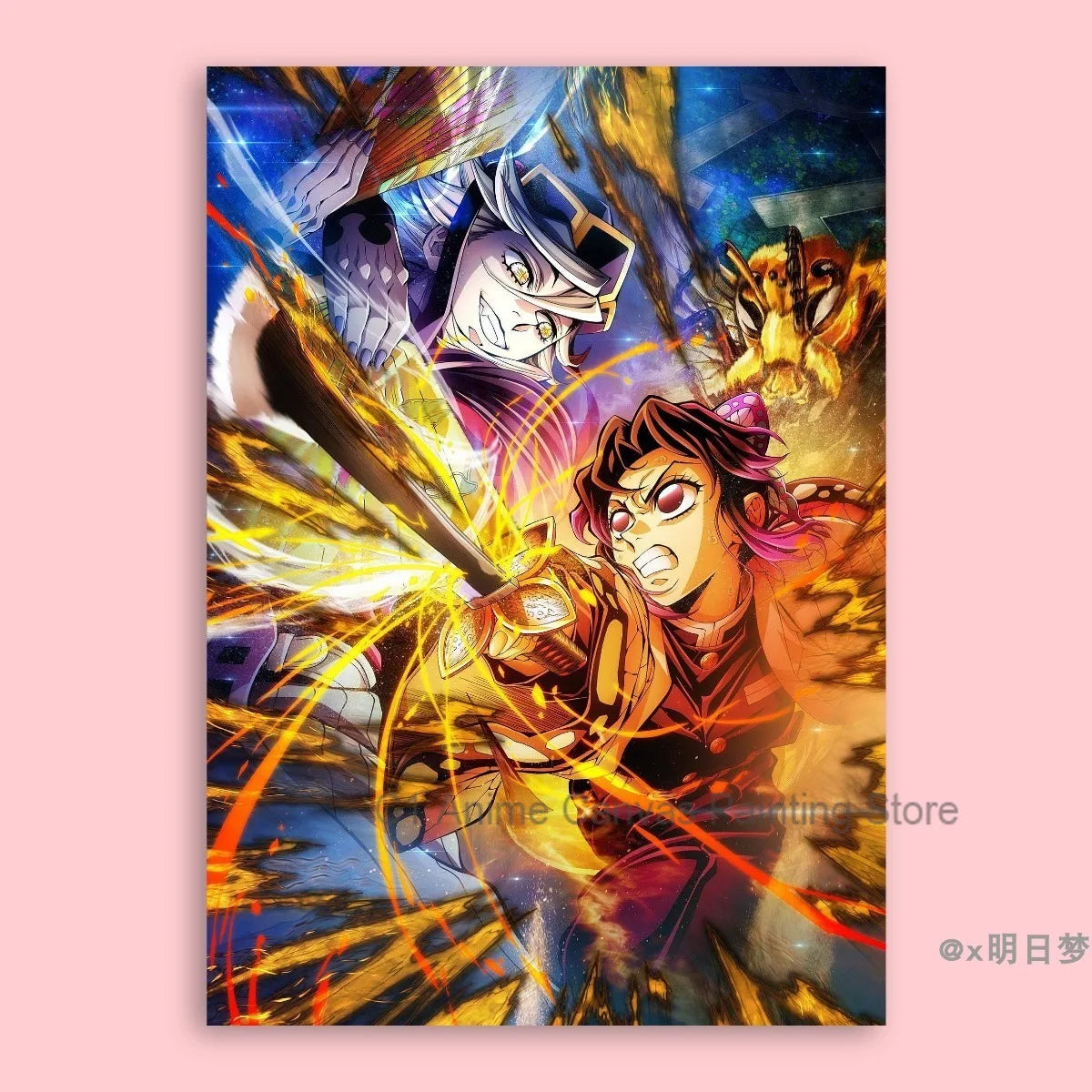 Demon Slayer Destruction Unlimited City Movie Poster Animation Anime Room Wall Sticker Collection Decorative Painting