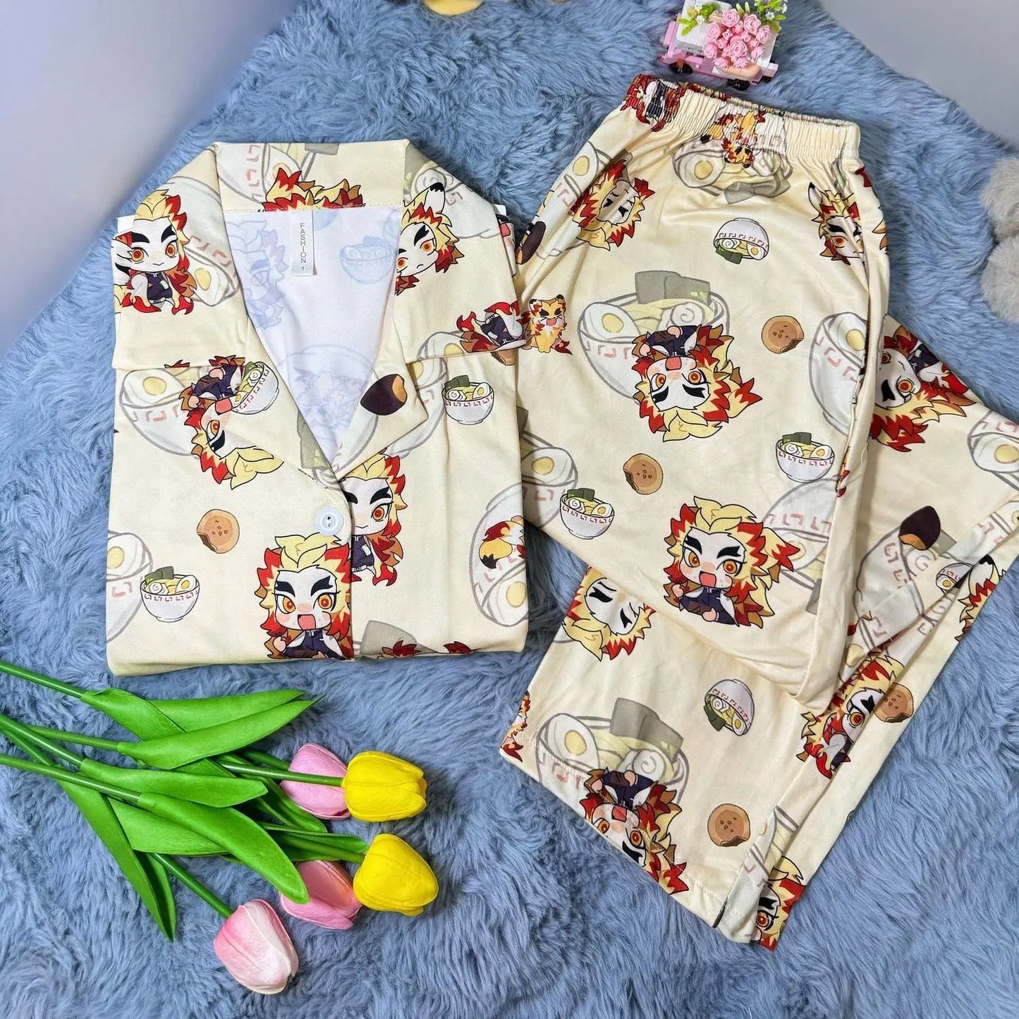 Cute Demon Slayer Pajama Set Spring Autumn Kamado Tanjirou Lolita Girl Pajamas Long Sleeves Student Cosplay Loungewear Set Gift
