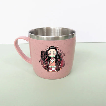 Demon Slayer Kimetsu No Yaiba Double Layer Anti-scalding Water Cup Anime 304 Stainless Steel Milk Mug Anti Drop Water Glass Gift