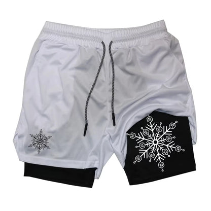 Akaza Men's 2-in-1 Shorts cotton blend fitness Gym pants Demon Slayer Japanese Anime Double Layer Quick-Drying Sports sweatpants