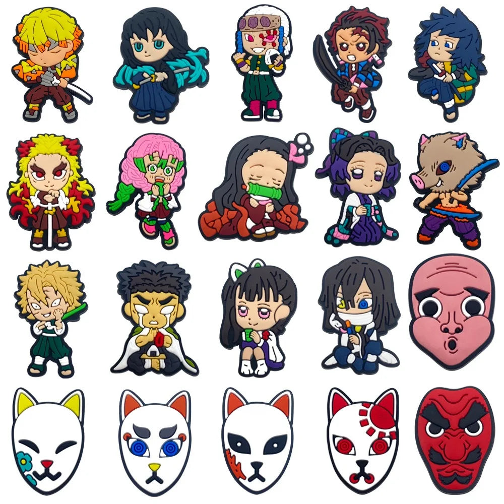 11-31pcs Hot Toys Japanese Popular Manga Demon Series Shoe Charms Cartoon Clog Sandal Shoes Accessories Decoration Kids Gifts