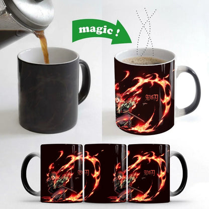 Demon Slayer Discoloration Mug Kimetsu No Yaiba Color Changing Cup Anime Ceramic Coffee Cup Heat Sensitive Milk Tea Mugs Novelty