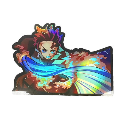 Demon Slayer Cartoon Holographic Anime Laser Stickers Motorcycle Anime Lenticular Car Window Sticker For Laptop Hot（25 designs）
