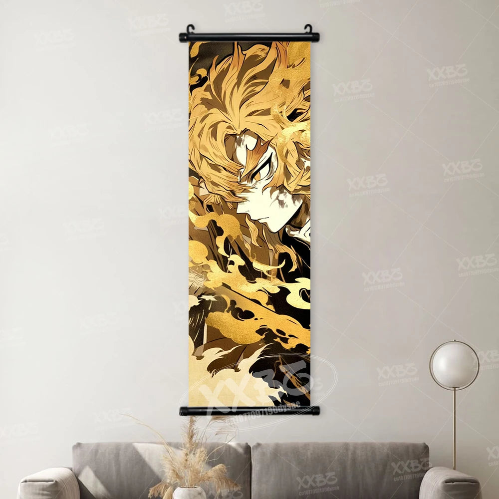 Demon Slayer Poster Home Decor Hashibira Inosuke Canvas Scrolls Picture Agatsuma Zenitsu Wall Art Kamado Nezuko Hanging Painting