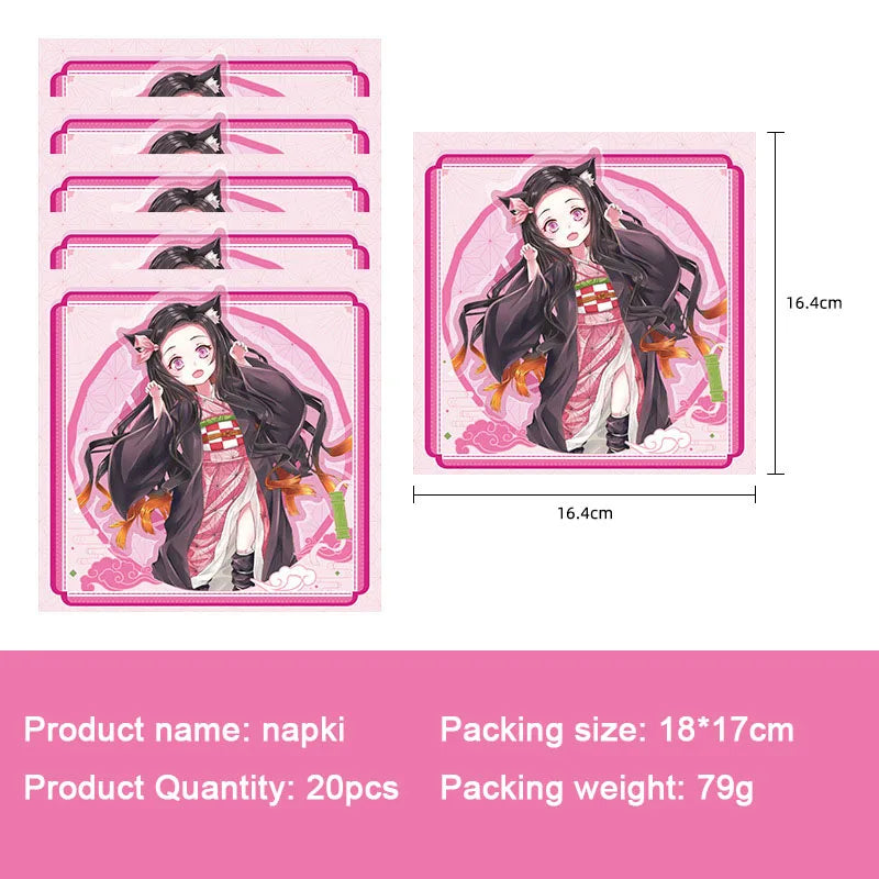 Anime Demon Slayer Kamado Nezuko themed party decoration paper cups plates tissues  baby showers balloons girls birthday gifts