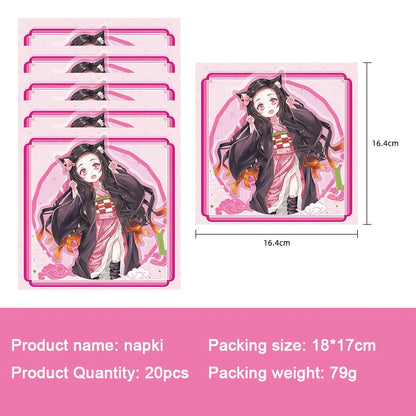 Anime Demon Slayer Kamado Nezuko themed party decoration paper cups plates tissues  baby showers balloons girls birthday gifts