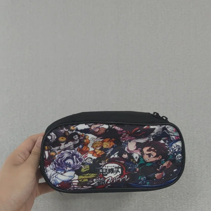 Nime Demon Slayer Kimetsu No Yaiba Pencil Pen Case Stationery Bag Pouch Holder Box Organizer for Teens Girls Adults Student.