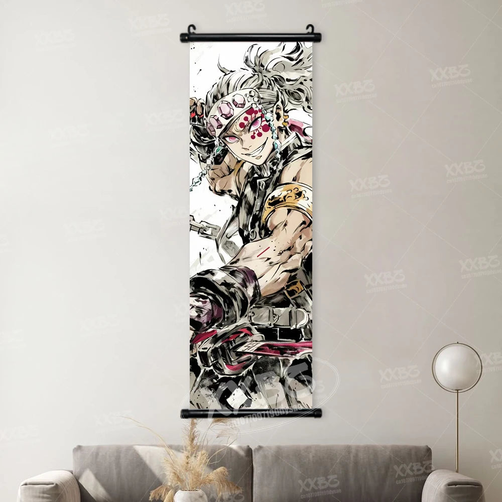 Demon Slayer Poster Home Decor Hashibira Inosuke Canvas Scrolls Picture Agatsuma Zenitsu Wall Art Kamado Nezuko Hanging Painting