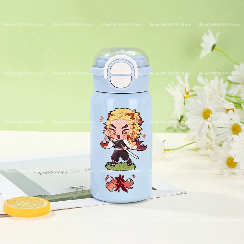 500ml Demon Slayer Thermos Cup 316 Stainless Steel Insulated Cup Girl Boy Anime Portable Straw Water Bottles Kid Travel Cup Gift