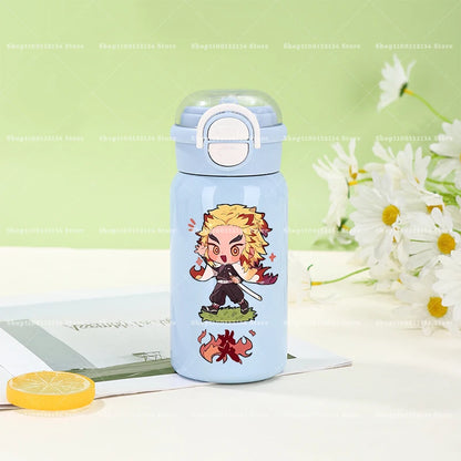 500ml Demon Slayer Thermos Cup 316 Stainless Steel Insulated Cup Girl Boy Anime Portable Straw Water Bottles Kid Travel Cup Gift