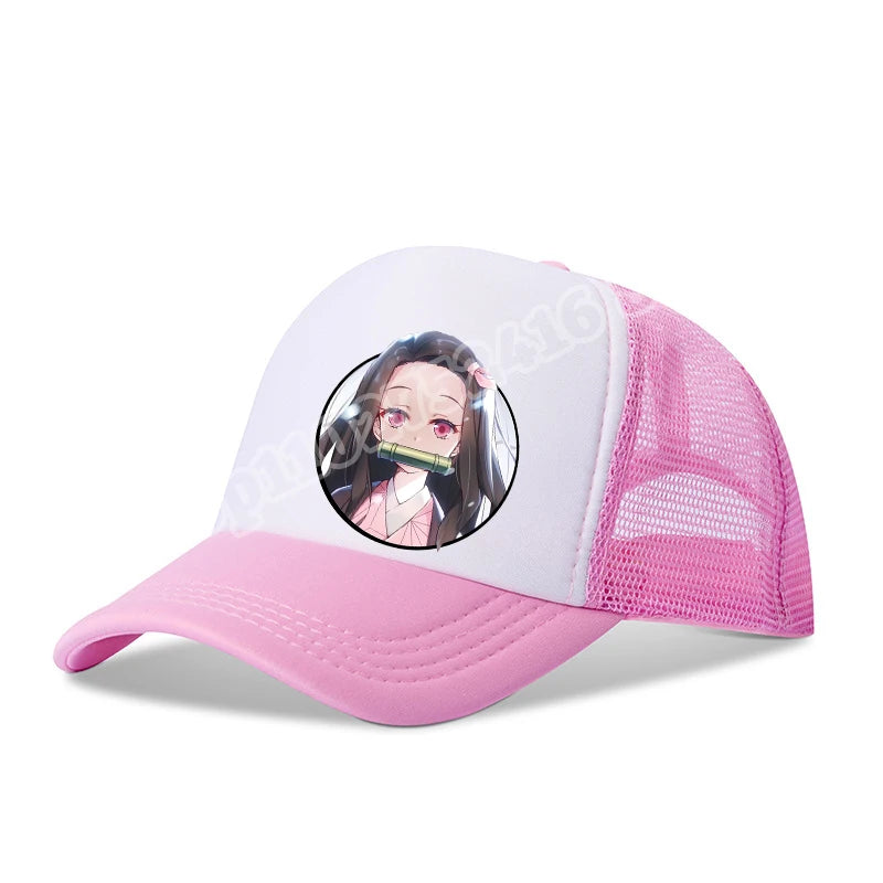 Demon Slayer Infinity Castle Baseball hat Kids Adults Anime Peaked Caps Cartoon Summer Breathable Mesh Hats Fashion Headwear
