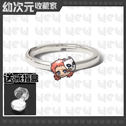 Demon Slayer Douma Tokitou Muichirou Tomioka Giyuu 2D Ring Fashion Personalized Cosplay Accessories Anime Original Niche Gift