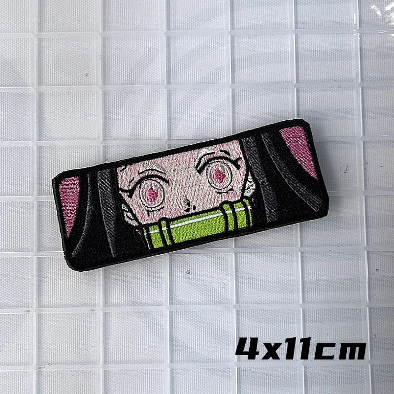 Japanese Anime Character Morale Badge Zaomen Tanjiro Embroidered Hook and Loop Patches Tactical Backpack Decoration Sticker
