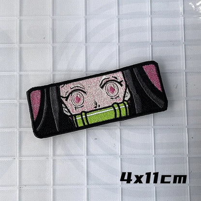Japanese Anime Character Morale Badge Zaomen Tanjiro Embroidered Hook and Loop Patches Tactical Backpack Decoration Sticker