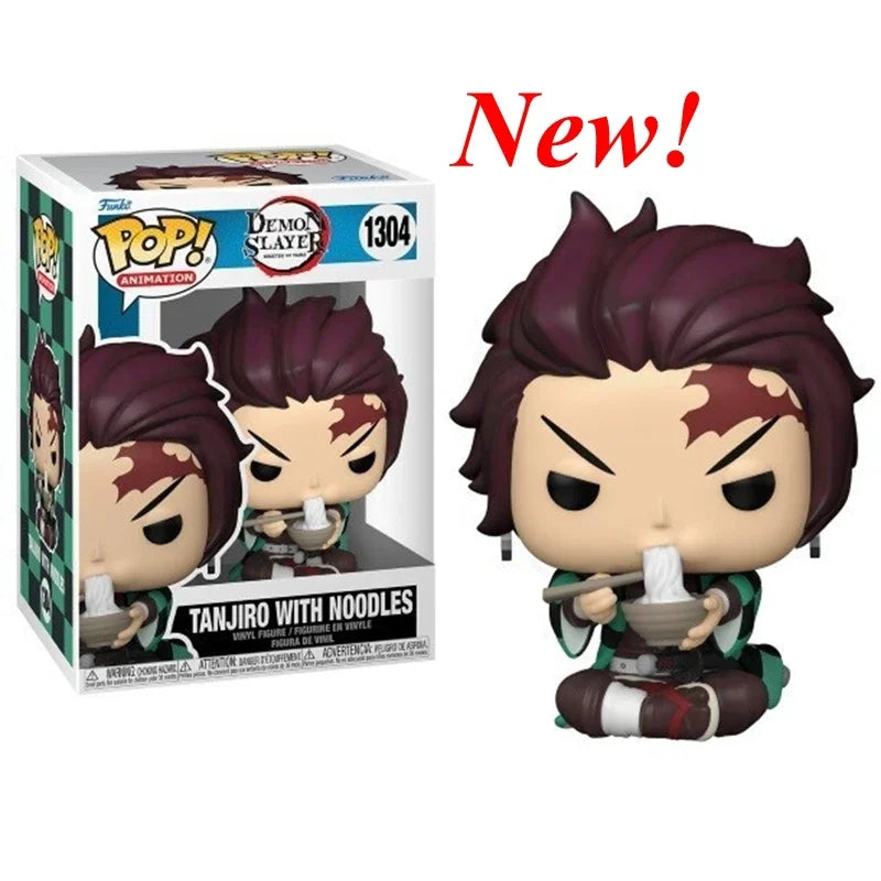 2026 Funko POP Demon Slayer Tanjiro 1304 Kanroji 1306 Rui 1307 Sanemi 1253 Nezuko 1254 Obanai 1395 Action Figures Model Toy Gift