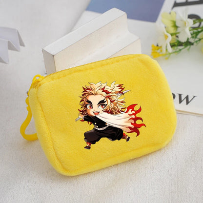 Demon Slayer Coin Purse Kimetsu No Yaiba Boy Girl Anime Cartoon Small Wallet Portable Mini Storage Bags Pendant Plush Coin Purse