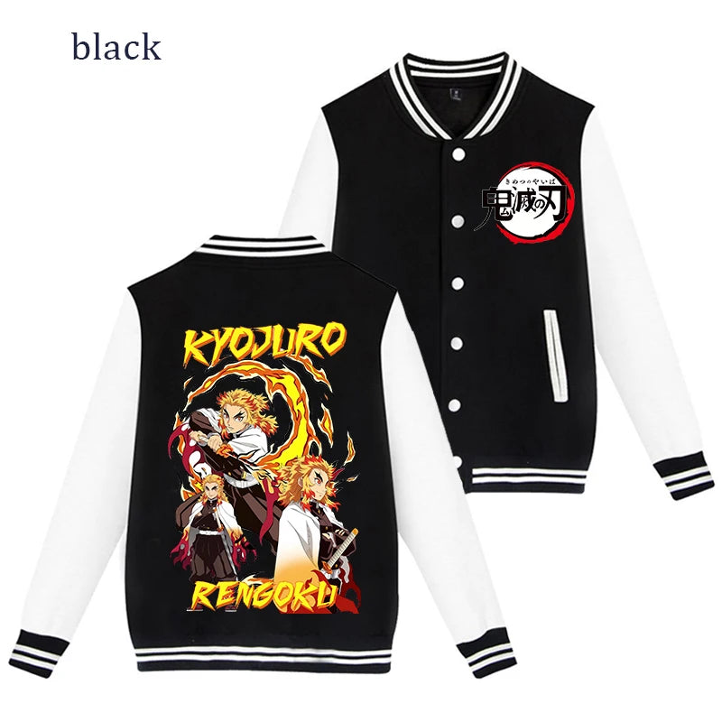Demon Slayer Baseball Jacket Autumn Winter Jacket Coat Man Woman Giyu Tomioka Muichiro Tokito Anime Clothing Adult Harajuku Coat