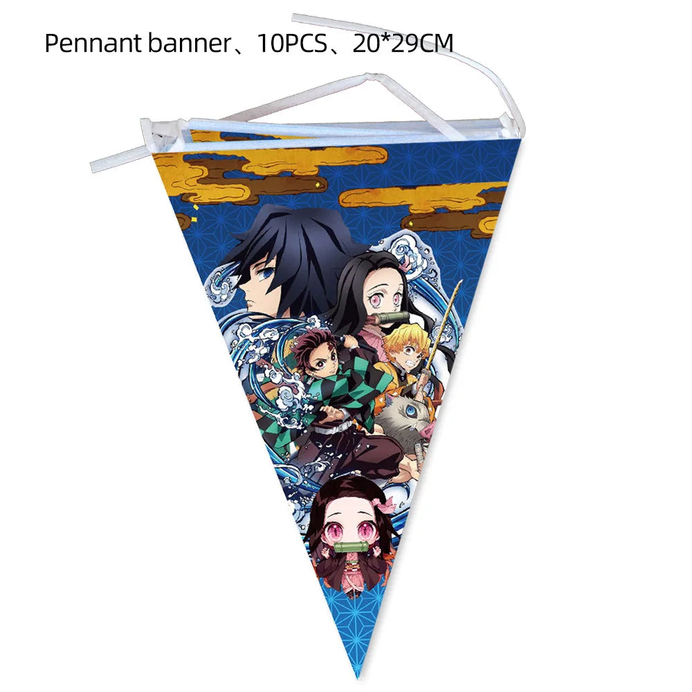 Demon Slayer Birthday Party Background Cloth Banner Balloons Paper Plates Napkins Tablecloth For Holiday Party Decor Supplies