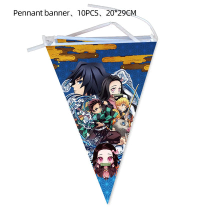 Demon Slayer Birthday Party Background Cloth Banner Balloons Paper Plates Napkins Tablecloth For Holiday Party Decor Supplies