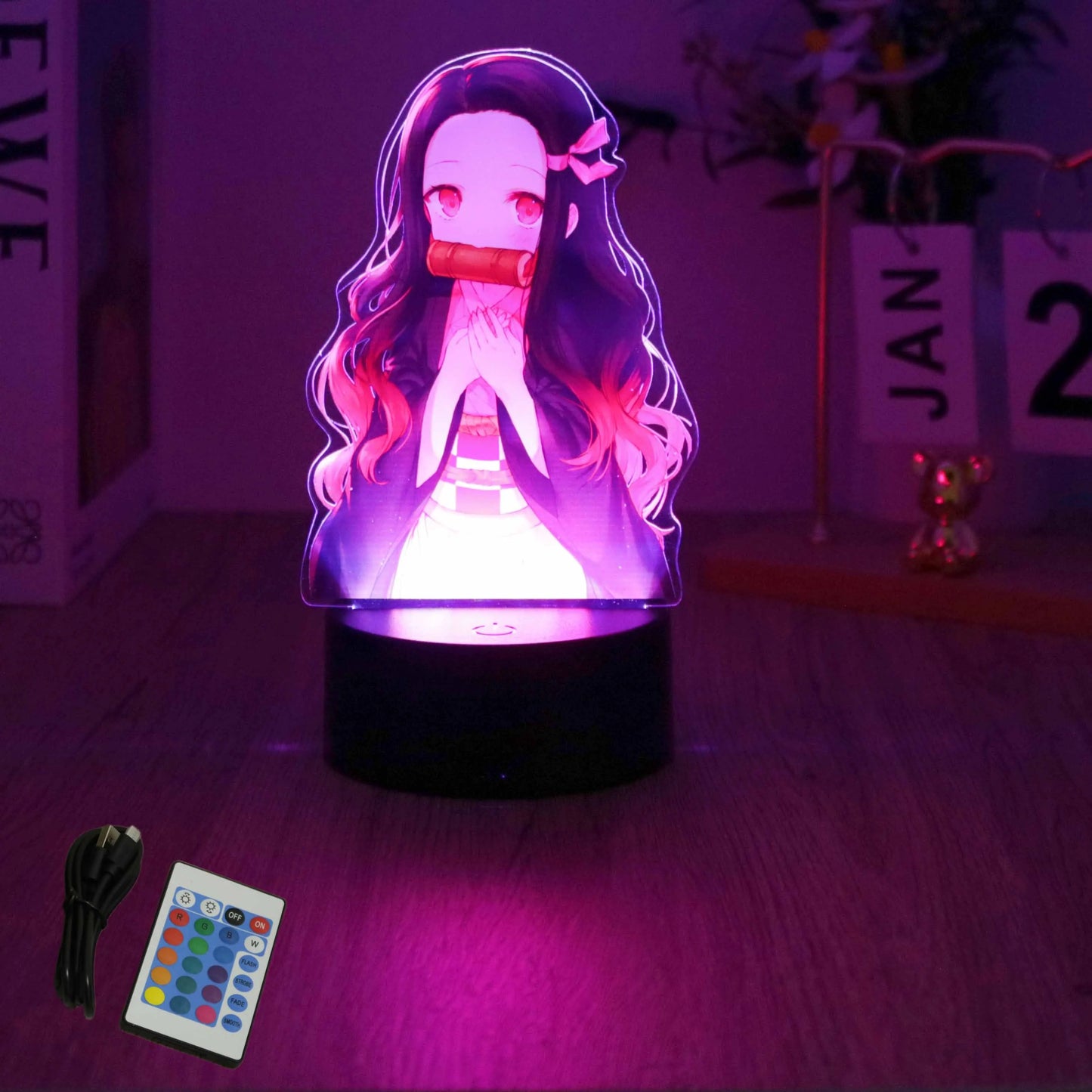 Anime Figures Lamp Tanjirou Nezuko Zenitsu Led Night Light Remote Control Smart Touch Lamps Room Decor Birthday Christmas Gift