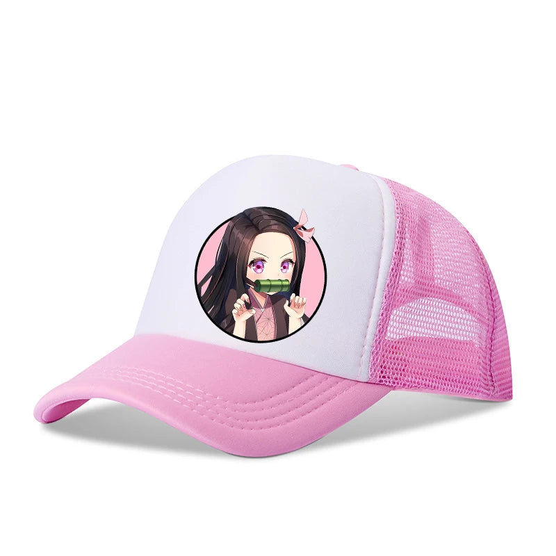 Demon Slayer Infinity Castle Baseball hat Kids Adults Anime Peaked Caps Cartoon Summer Breathable Mesh Hats Fashion Headwear