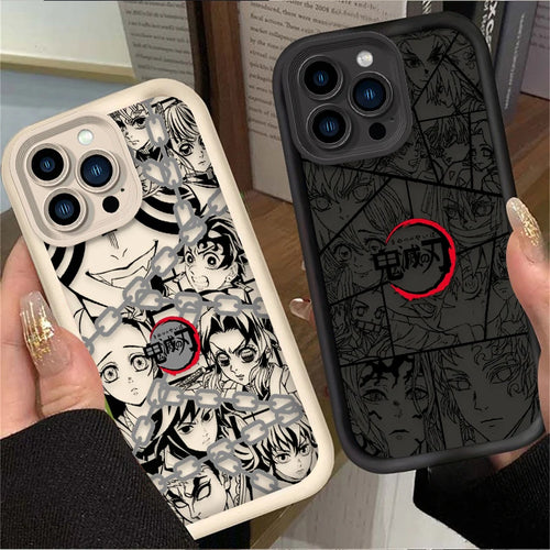 Demon Slayer Anime Line Art Cool Soft Phone Case for IPhone 17 Air 16 16E 15 14 13 12 11 Pro Max X XS X S Max XR SE 2020 SE4 7 8