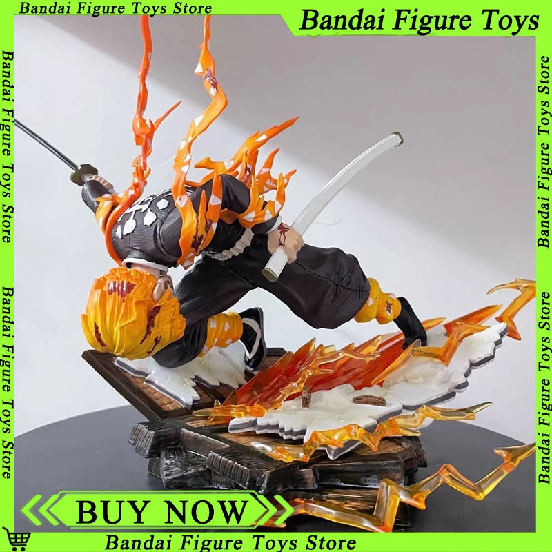 28CM Demon Slayer Infinity Castle Agatsuma Zenitsu Honoikazuchi Series GK Luminous Statue Action Figure Model Ornament Toy Gift