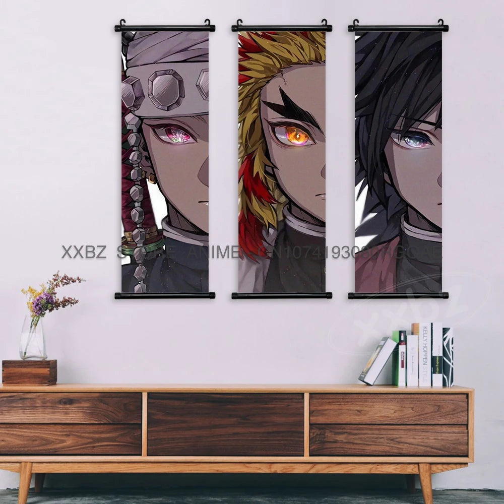 Demon Slayer Scroll Pictures Anime Poster Kochou Shinobu Home Decor Prints Wall Art Canvas Hanging Painting For Living Room Gift