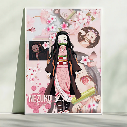 Demon Slayer Nezuko Kamado Cartoon Poster HD Art Sticky Wall Waterproof Home Living Room Bedroom Bar Aesthetic Decoration