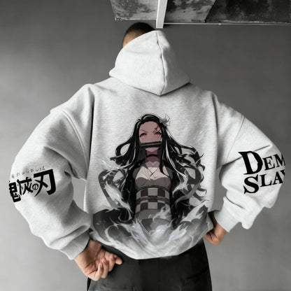 Demon Slayer Men's Hoodie Sweatshirt Kamado Nezuko Anime Spring Autumn Winter Boy Harajuku Long-sleeved Parent-child Outfit