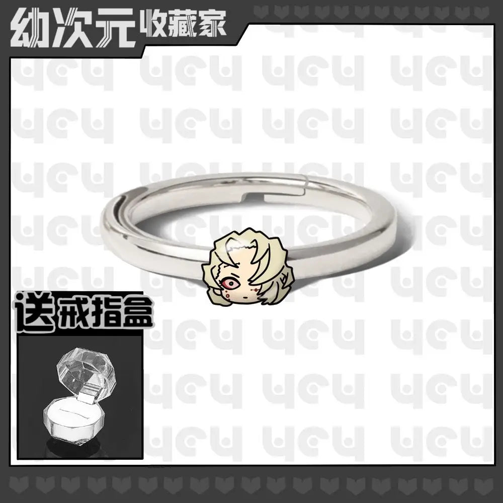 Demon Slayer Douma Tokitou Muichirou Tomioka Giyuu 2D Ring Fashion Personalized Cosplay Accessories Anime Original Niche Gift