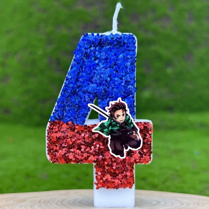 Demon Slayer Tanjirou Digital Candle Number 0-9 Kids Birthday Cake Decoration Supplies Cartoon Anime Party Accessories Supplies