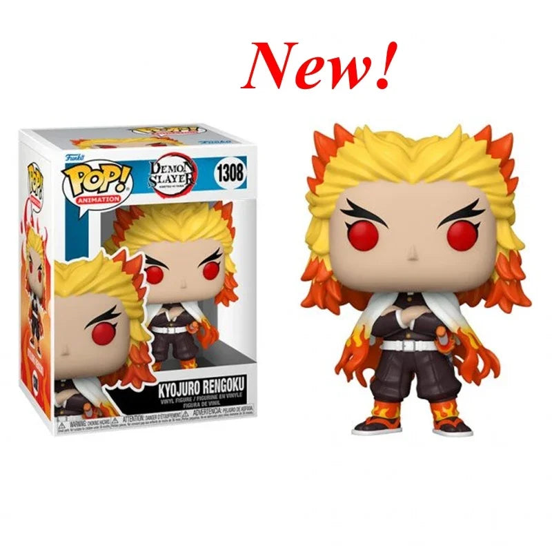 2026 Funko POP Demon Slayer Tanjiro 1304 Kanroji 1306 Rui 1307 Sanemi 1253 Nezuko 1254 Obanai 1395 Action Figures Model Toy Gift