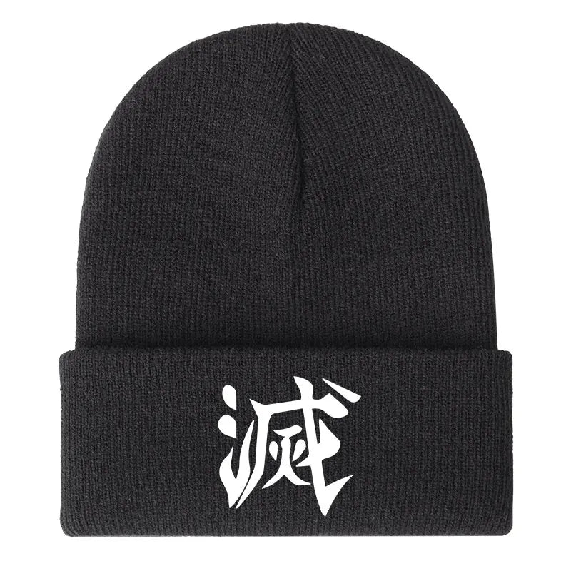 Demon Slayer Print Children Knitted Hat Autumn Winter Boy Girl Knit Warm  Beanie Hat Soft Stretch Men Women Casual Cap